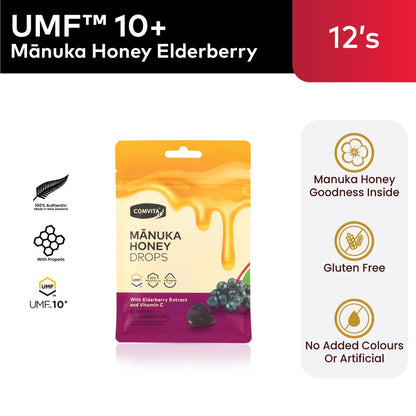 UMF™ 10+ Mānuka Honey Drops Elderberry (12s)